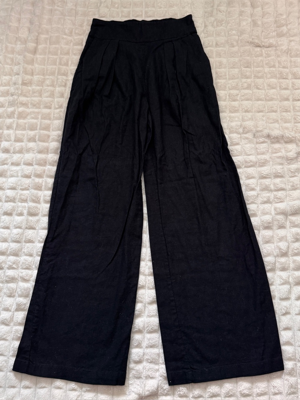 Abercrombie & Fitch XS Black Linen Blend High Waist Wide Leg Pants